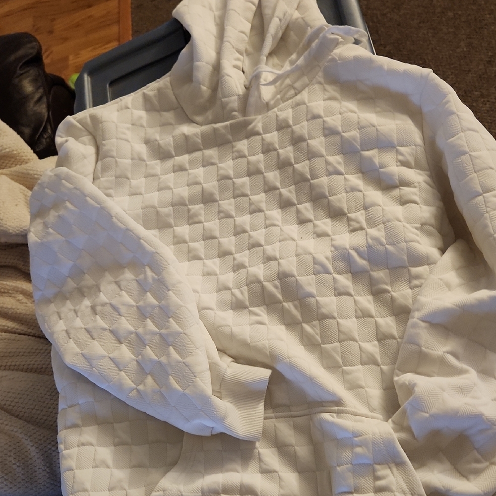 White Quilted Hoodie